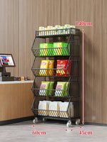 Wire Basket Storage Cart Rolling Swivel Casters