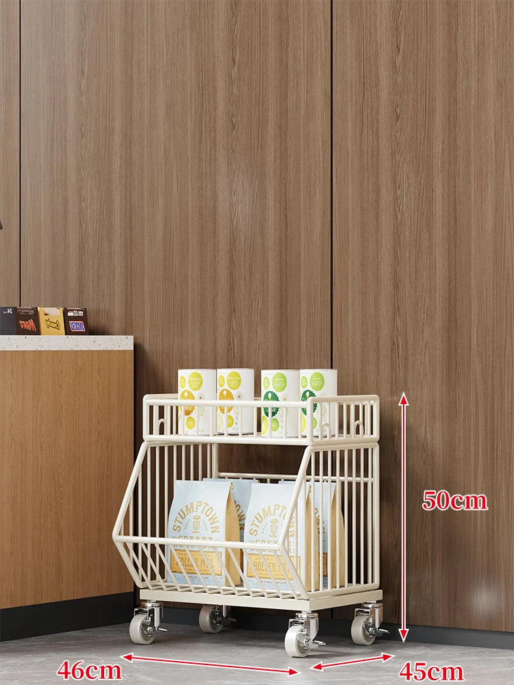 Wire Basket Storage Cart Rolling Swivel Casters
