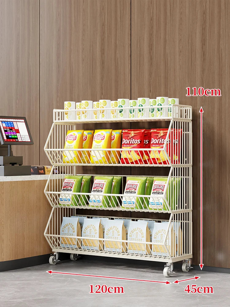 Wire Basket Storage Cart Rolling Swivel Casters