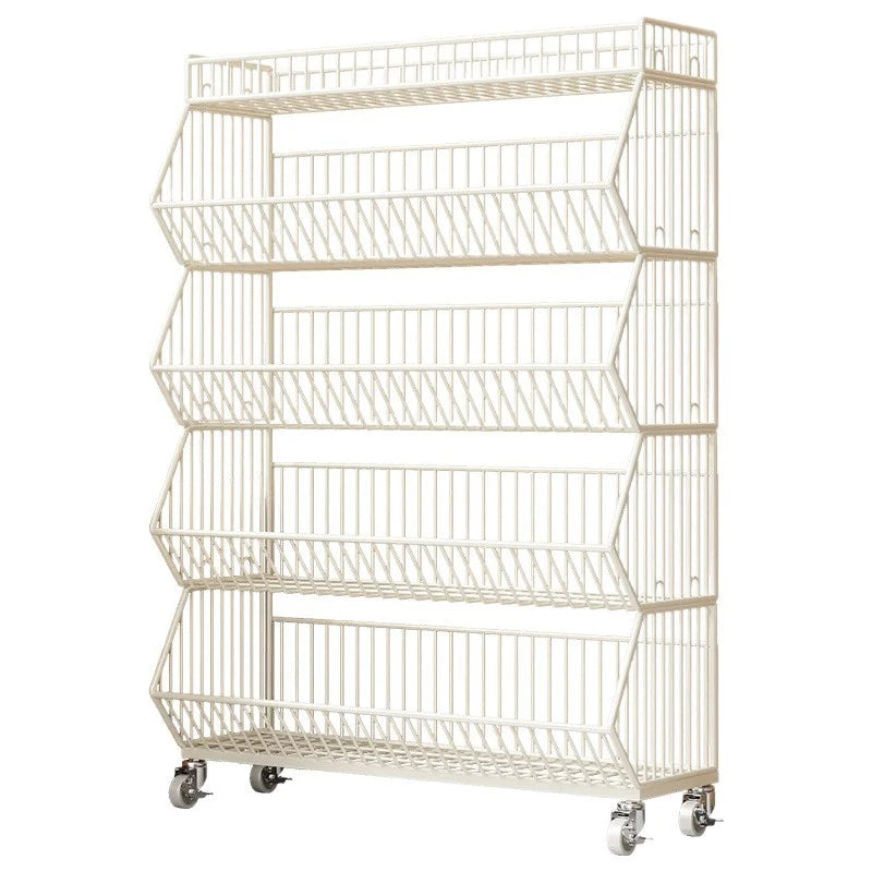 Wire Basket Storage Cart Rolling Swivel Casters