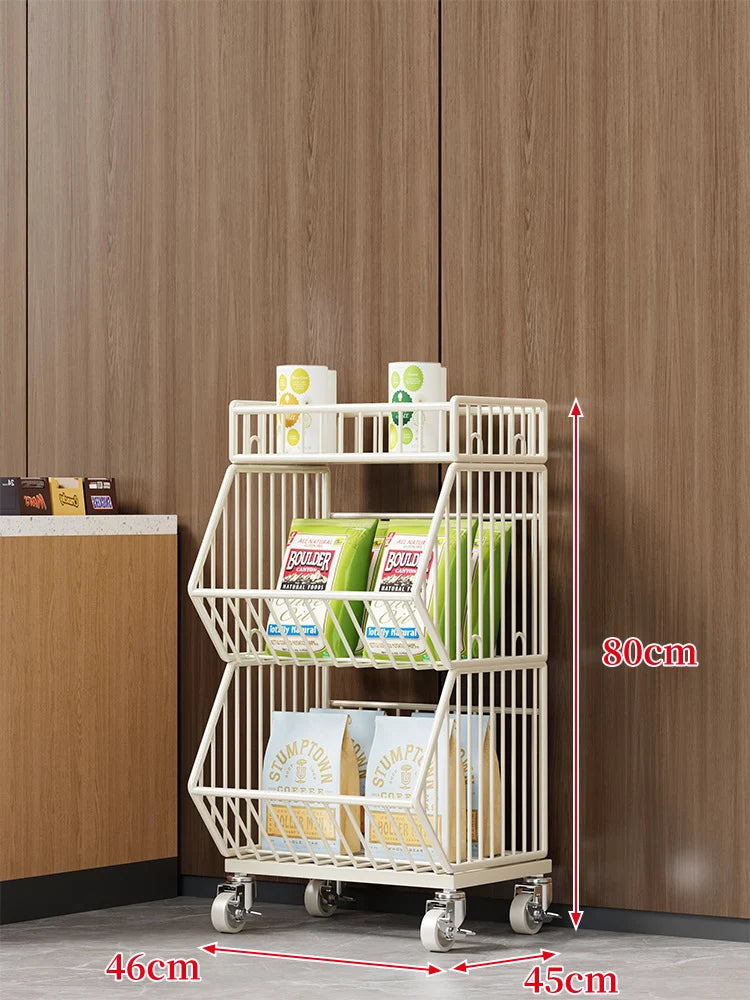 Wire Basket Storage Cart Rolling Swivel Casters
