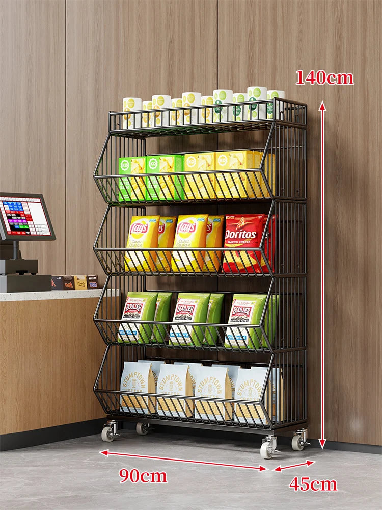 Wire Basket Storage Cart Rolling Swivel Casters