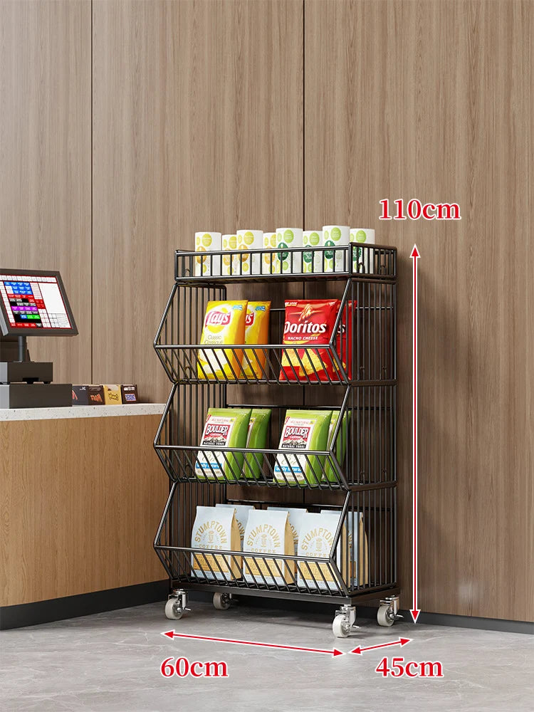 Wire Basket Storage Cart Rolling Swivel Casters