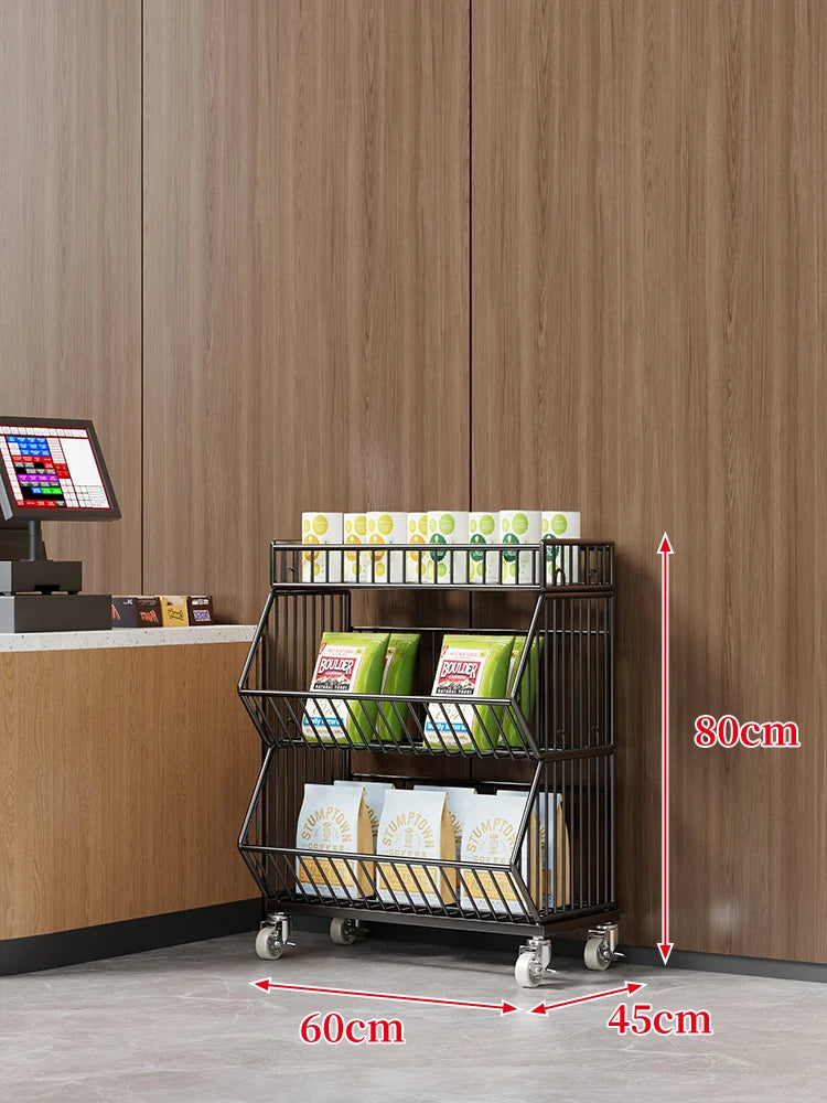 Wire Basket Storage Cart Rolling Swivel Casters
