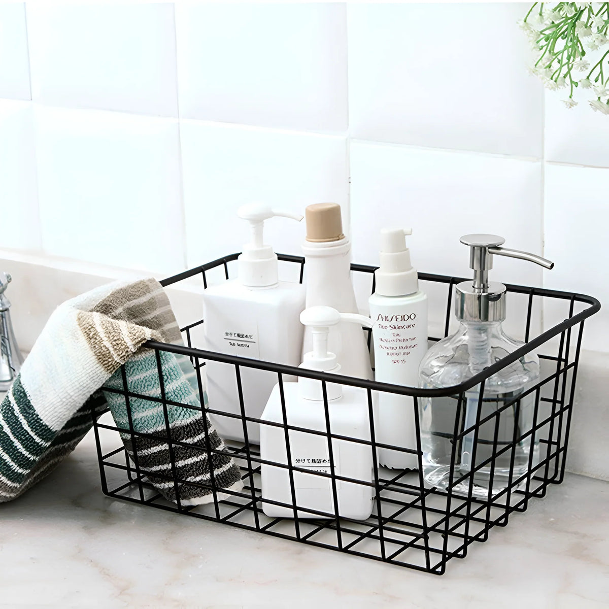 Wire Storage Basket Waterproof Iron Stackable