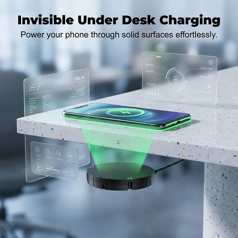 Wireless Charger Hidden Under-Desk Adaptive Fast Charging