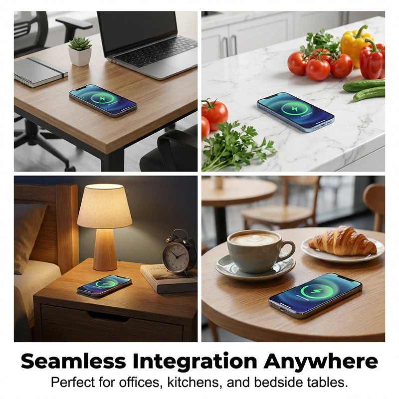 Wireless Charger Hidden Under-Desk Adaptive Fast Charging