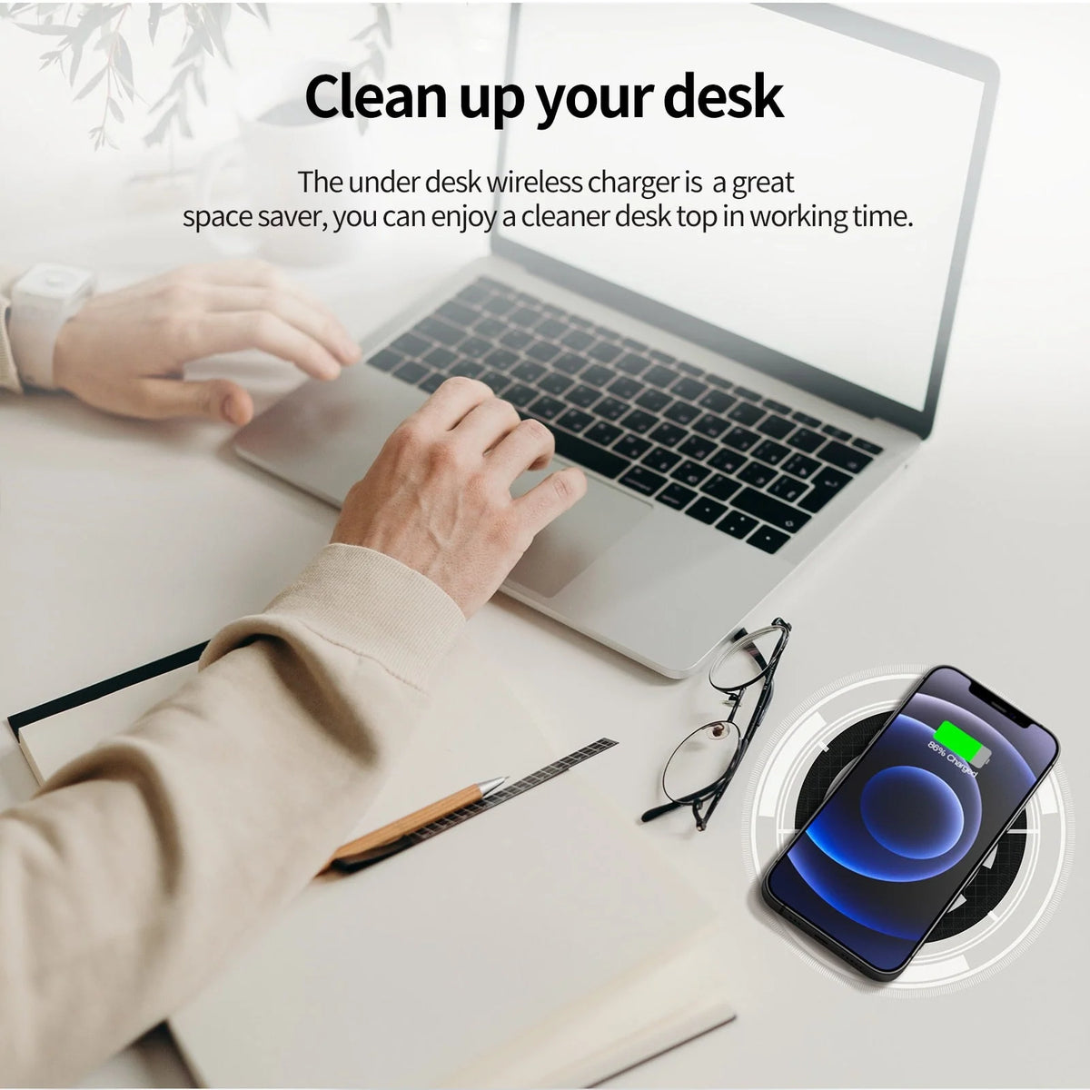 Wireless Charger Under-Desk Mount 10W Output