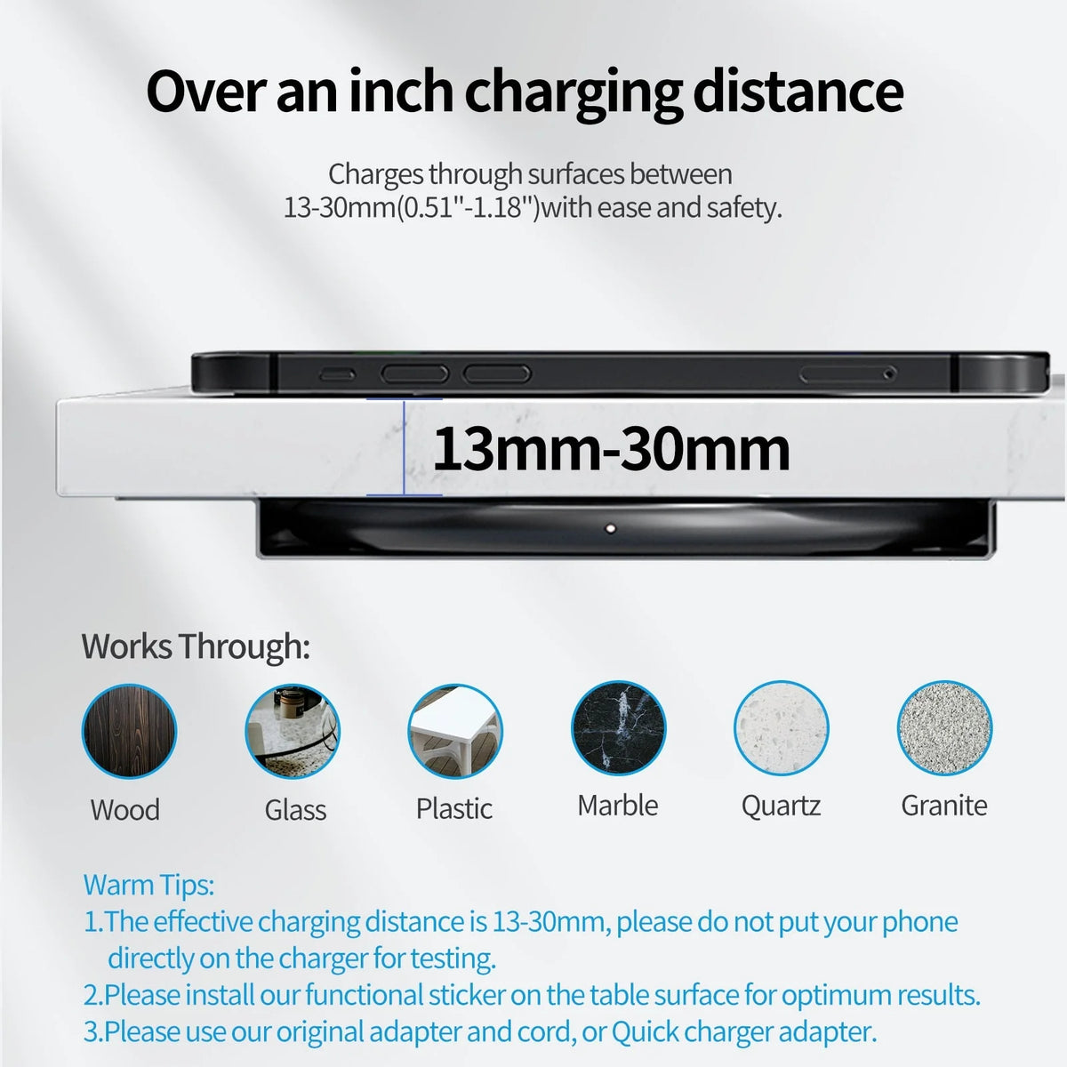 Wireless Charger Under-Desk Mount 10W Output