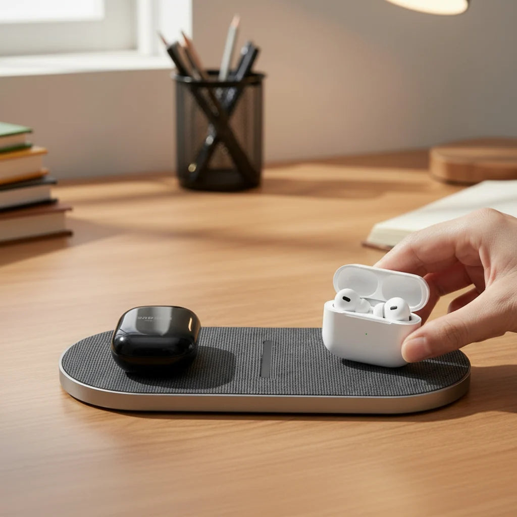 Wireless Charging Station Dual-Device Qi-Compatible 40W Overheat Protection
