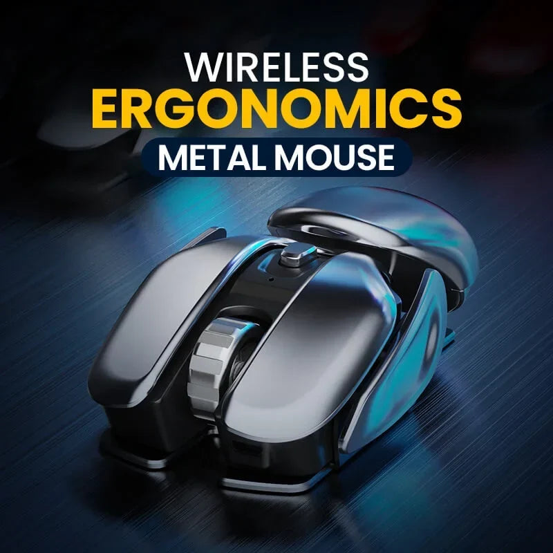 Wireless Mouse Ergonomic Metal Quiet Clicks Rechargeable