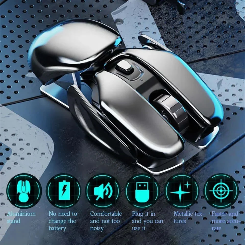 Wireless Mouse Ergonomic Metal Quiet Clicks Rechargeable