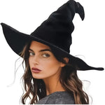 Witch Hat Black Canvas Pointed Crown Wide Brim