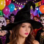 Witch Hat Black Canvas Pointed Crown Wide Brim