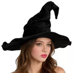 Witch Hat Black Canvas Pointed Crown Wide Brim