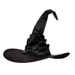 Witch Hat Satin-Like Fabric Adjustable Fit Wide Brim