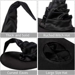 Witch Hat Satin-Like Fabric Adjustable Fit Wide Brim