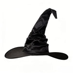 Witch Hat Satin-Like Fabric Adjustable Fit Wide Brim