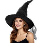 Witch Hat Satin-Like Fabric Adjustable Fit Wide Brim