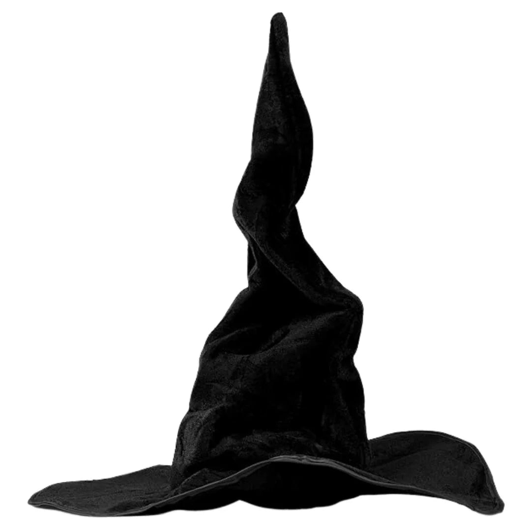 Witch Hat Satin-Like Fabric Adjustable Fit Wide Brim
