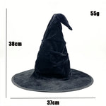 Witch Hat Satin-Like Fabric Adjustable Fit Wide Brim