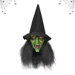 Witch Mask Glowing Eyes With Attached Hat Hair & Glasses