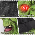 Witch Mask Glowing Eyes With Attached Hat Hair & Glasses