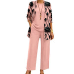 Women's 3-Piece Outfit Set Printed Cardigan Relaxed Trousers