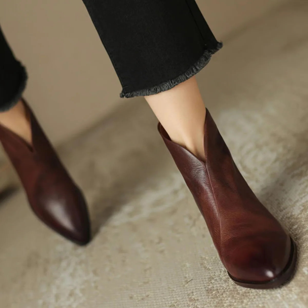 Women's Ankle Boots Back Zip Cushioned Insole Low Heel