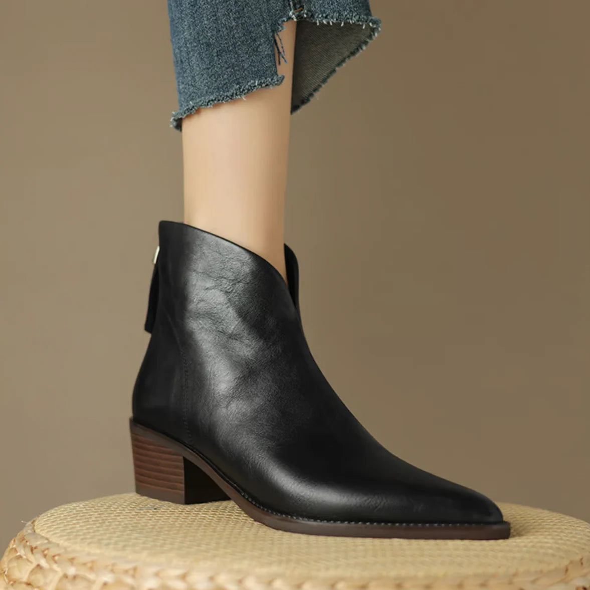 Women's Ankle Boots Back Zip Cushioned Insole Low Heel