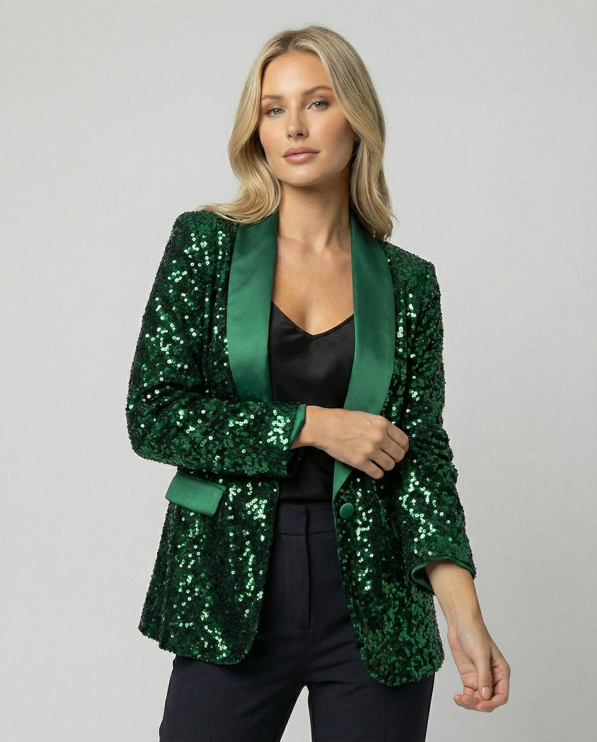 Women's Blazer All-Over Sparkling Pattern Classic Lapel Collar