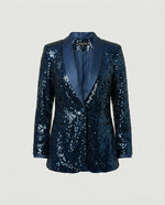Women's Blazer All-Over Sparkling Pattern Classic Lapel Collar
