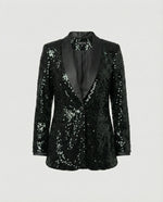 Women's Blazer All-Over Sparkling Pattern Classic Lapel Collar