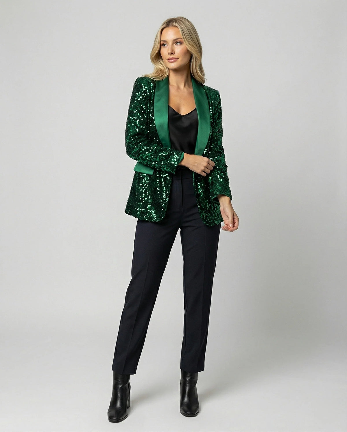 Women's Blazer All-Over Sparkling Pattern Classic Lapel Collar