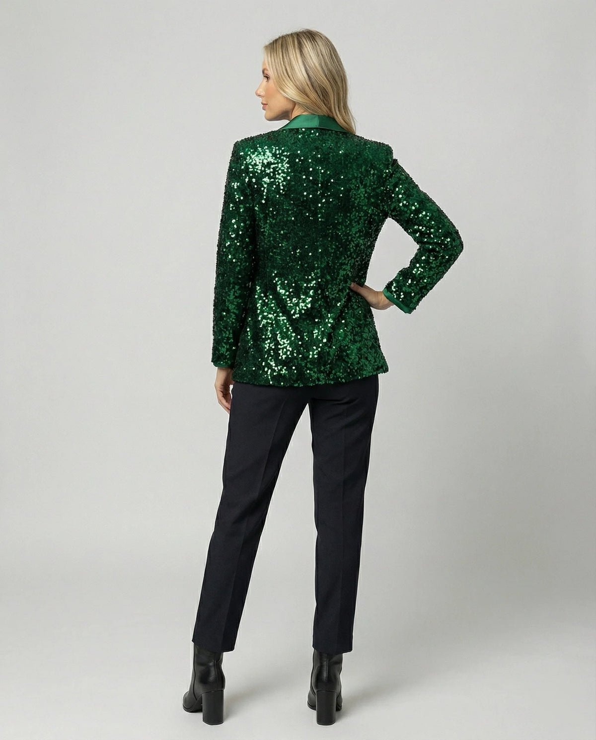 Women's Blazer All-Over Sparkling Pattern Classic Lapel Collar