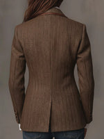 Women's Blazer Herringbone Paisley Lapels Contrast Piping