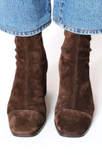 Women's Boots Genuine Suede Square Toe Block Heel