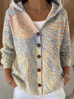 Women's Cardigan Artistic Floral Print Button-Front Relaxed Fit