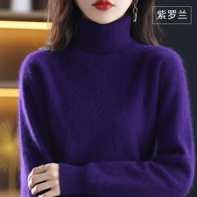 Women's Cashmere Sweater 100% Cashmere Lightweight Fitted Turtleneck