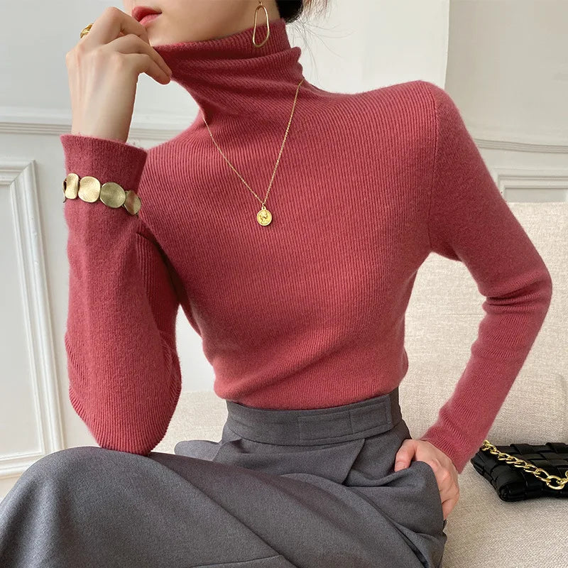 Women's Cashmere Turtleneck Sweater Slim Fit Lightweight Warmth