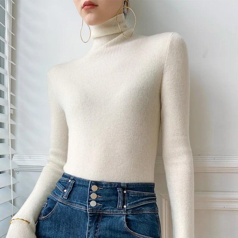 Women's Cashmere Turtleneck Sweater Slim Fit Lightweight Warmth