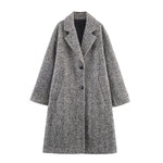 Women's Coat Wool Blend Herringbone Oversized Fit
