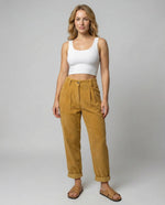 Women's Corduroy Trousers Relaxed Fit Elastic High Waist