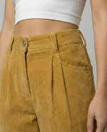 Women's Corduroy Trousers Relaxed Fit Elastic High Waist
