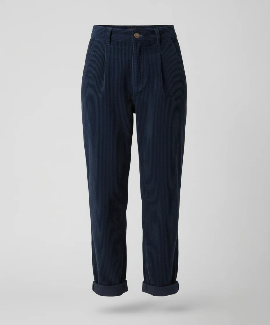 Women's Corduroy Trousers Relaxed Fit Elastic High Waist