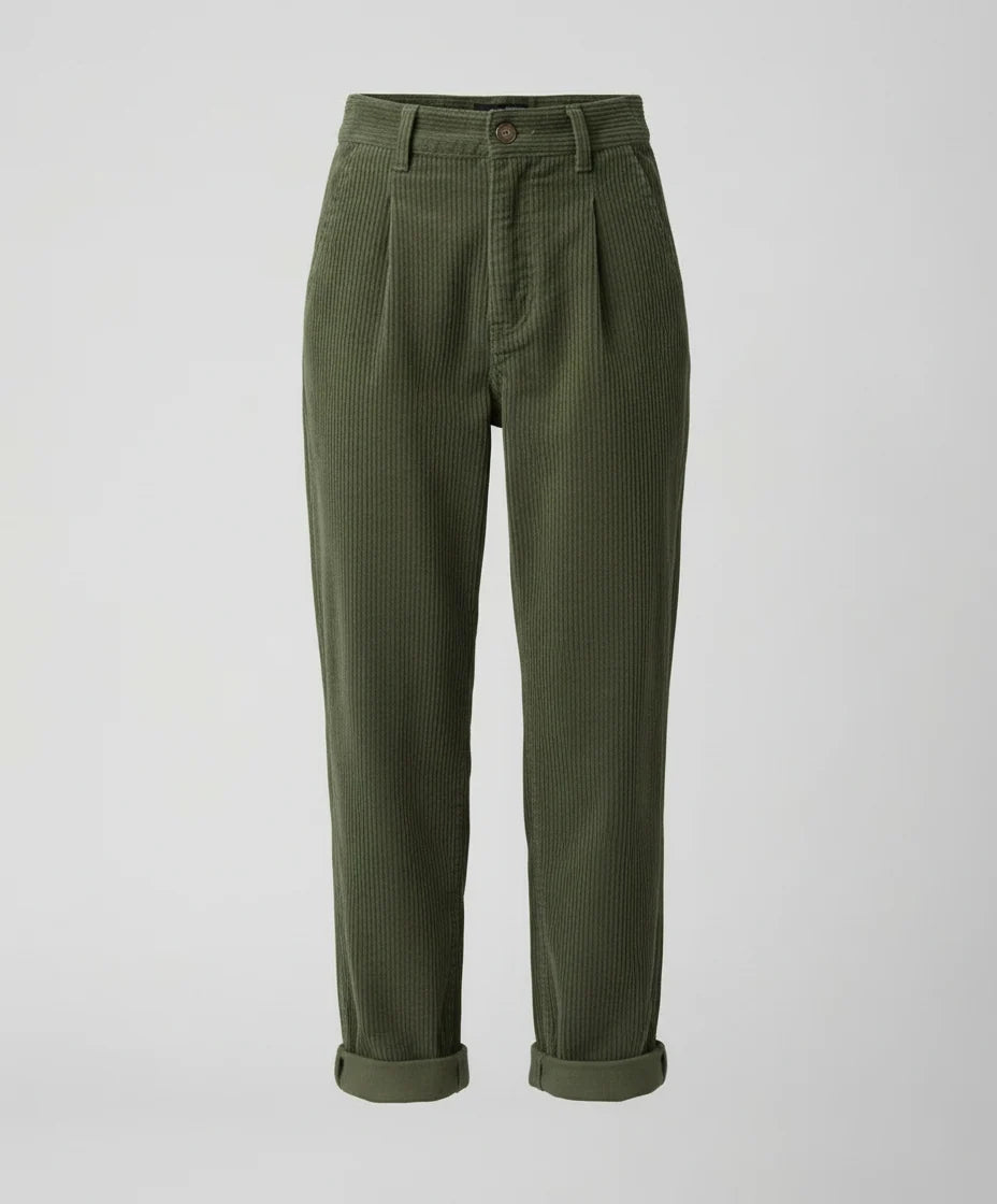 Women's Corduroy Trousers Relaxed Fit Elastic High Waist