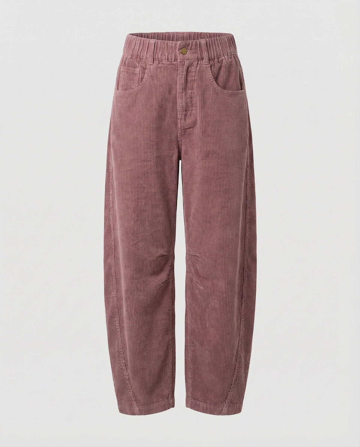 Women's Corduroy Trousers Wide Leg Elastic Waistband Pockets