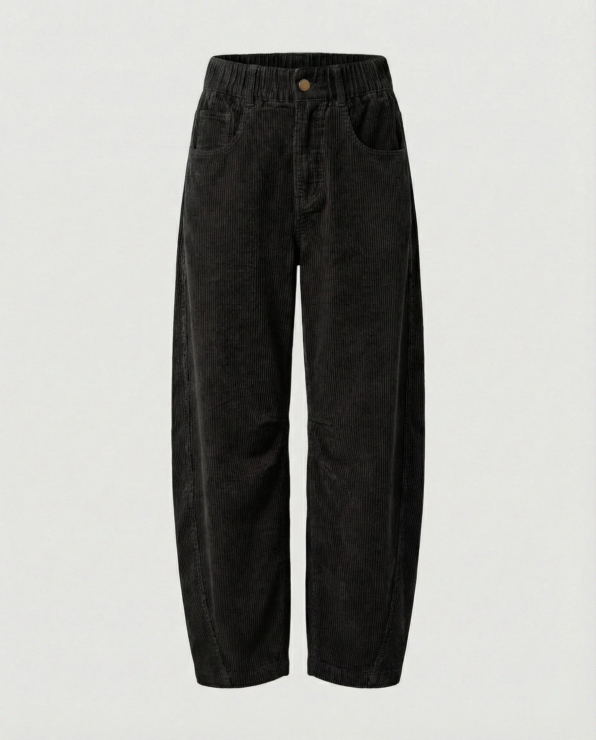 Women's Corduroy Trousers Wide Leg Elastic Waistband Pockets