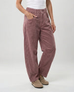 Women's Corduroy Trousers Wide Leg Elastic Waistband Pockets