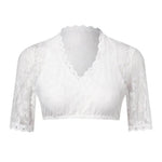 Women's Crop Top Floral Lace Deep V-Neck Elastic Hem